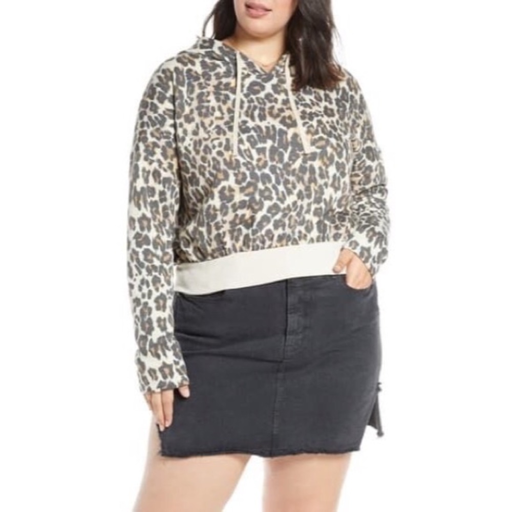 Nordstrom BP cropped leopard hoodie